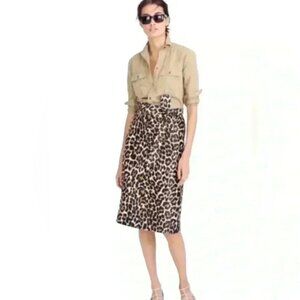 J Crew Tie Waist Skirt In Leopard Print Size 4.